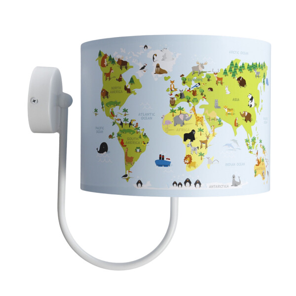 Kinkiet do pokoju nastolatka mapa świata- oświetlenie pokoju nastolatka
