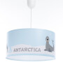 Okrągła lampa wisząca na sufit do pokoju dziecka Antarktyda- zwierzęta Antarktydy-foki, morsy na niebieskim tle