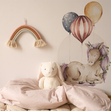 Woodland Walk - Naklejki Na Ścianę Dla Dzieci, Jednorożec Z Balonami - Wzór 10