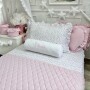 Aksamitna różowa pikowaną narzuta kapa na łóżko do pokoju dziecka