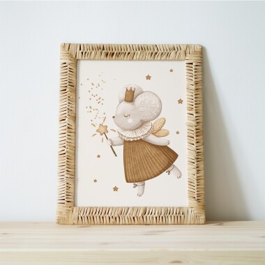 Plakat do pokoju dziecka w odcieniach brązu i beżu-myszka
