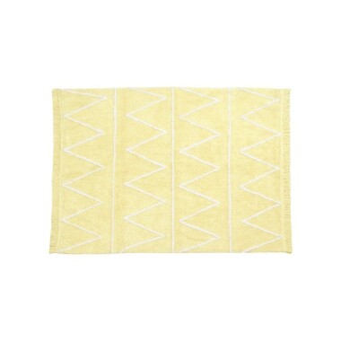 Żółty bawełniany dywan w zygzaki