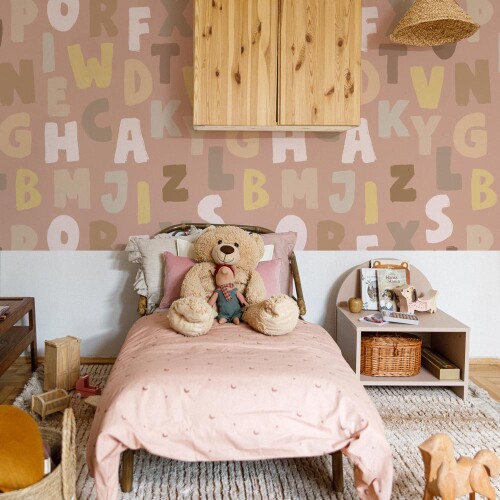 Tapeta edukacyjna literki Letters Pink