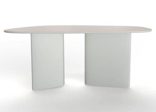 Biały duży stół do jadalni w nieregularnym  kształcie