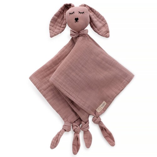 DOUDOU-KOCYK-PRZYTULANKA-KROLICZEK-DUSTY-PINK-DOUDOU-FRIEND-100-COTTON-MUSLIN-YOSOY