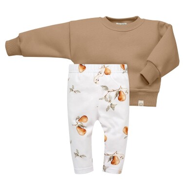 beżowa bluza + legginsy w gruszki dla niemowlaka