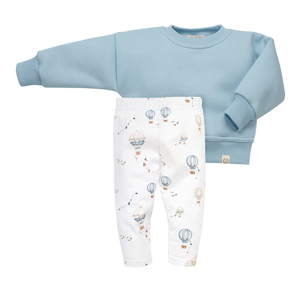 niebieska bluza + legginsy w baloniki dla niemowlaka