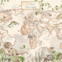 Mural Mapa Świata Dinozaury beżowa