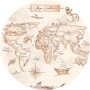 Mapa świata morska beżowa – naklejka w kole