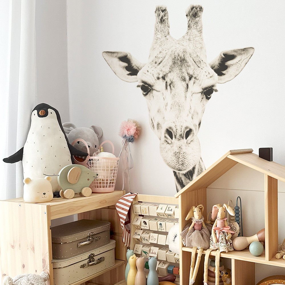 Żyrafa Sepia - Naklejka Na Ścianę Do Pokoju Dziecka
