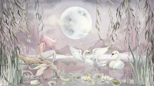 tapeta-mermaid-lake-syrena-dla-dzieci-dekorillo-rozowa-scaled
