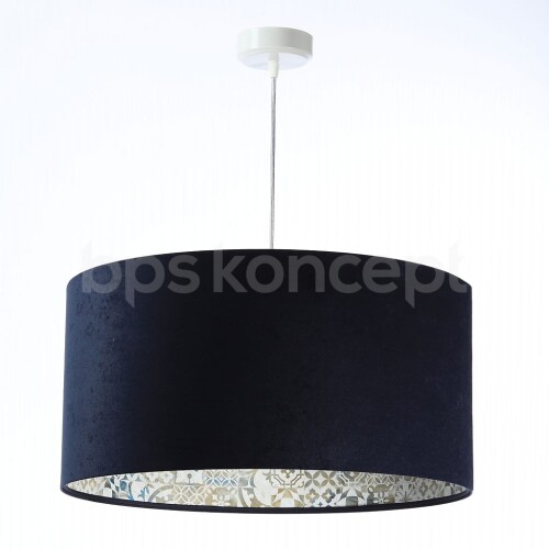 LAMPA WISZĄCA GRANATOWA WELUROWA Z MOZAIKOWYM WNĘTRZEM