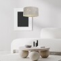 Okrągła lampa sufitowa, wisząca, lniana, w stylu boho.