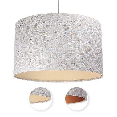 LAMPA WISZĄCA PORTLAND SOFER TAN  SZARY OKRĄGŁY ABAŻUR