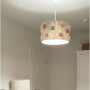 Boho lampa do pokoju dziecka, ze sznurka, z kwiatkami z pomponów