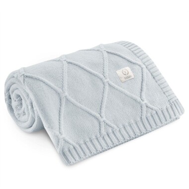 Koc 100% merino wool DIAMONDS błękitny