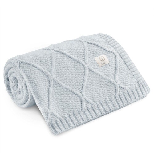 Koc 100% merino wool DIAMONDS błękitny