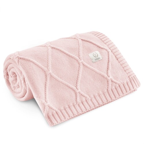 Koc 100% merino wool DIAMONDS pudrowy róż