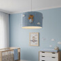 Niebieska lampa wisząca boho z misiem
