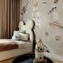 Beżowa tapeta- mural na ścianę przedstawiająca kosmos i zwierzątka w kosmosie w beżowej tonacji