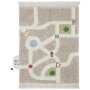 Dywan Mapa Miasta, beżowy z ulicami, sygnalizacją świetlną i znakami drogowymi