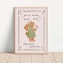 Plakat do pokoju dziecka z króliczkiem trzymającym kwiatek i napisem I LOVE YOU – dekoracja pełna miłości