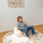 Dywan edukacyjny ABC okrągły 120 cm z kolorowymi literkami i mini poduszkami do nauki alfabetu