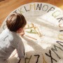 Dywan edukacyjny ABC okrągły 120 cm z kolorowymi literkami i mini poduszkami do nauki alfabetu