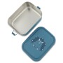 Niebieski stalowy pojemnik lunchbox dla dziecka z triceratopsem.