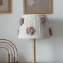 Lampka nocna boho z abażurem ze sznurka i kwiatkami handmade