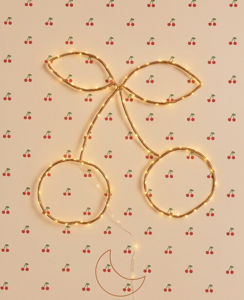 Złota lampka dekoracyjna dla dzieci czereśnie z 8 trybami świecenia i ciepłym światłem LED