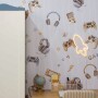 Tapeta na ścianę niebieska w gry, słuchawki i napisy game- gaming