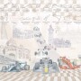 Mural z bolidami wyścigowymi F1 w pokoju dziecka