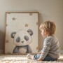 Plakat do pokoju dziecka przedstawiający beżową pandą z gwiazdkami