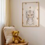 Plakat do pokoju dziecka przedstawiający beżowym tygrysem z gwiazdkami