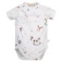 Body dla niemowlaka, z krótkim rękawem, białe w bujane koniki, balony, gwiazdki i kokardki