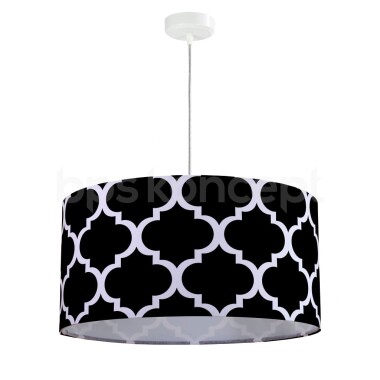 Okrągła lampa sufitowa wisząca czarna w koniczynę marokańską