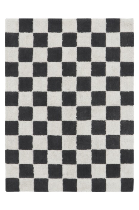 Czarno-biały dywan w szachownicę, kratkę
