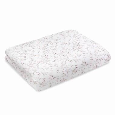Kołderka bambusowa Garden biała, z delikatnym wzorem w gałązki z listkami