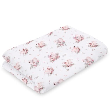 Kołderka bambusowa Little Swan biała w łabędzie w różowej tonacji