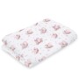 Kołderka bambusowa Little Swan biała w łabędzie w różowej tonacji