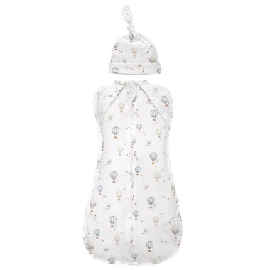 Otulacz dla niemowląt z wypełnieniem YOSOY wykonany z najwyższej jakości bawełny z dodatkiem elastanu, zapewnia maluszkowi ciepło, delikatność i idealne dopasowanie. Biały w balony