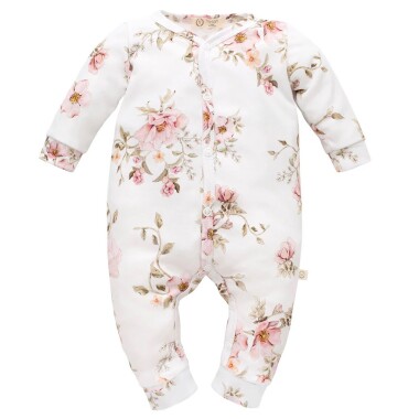 Biały pampers z bawełny organicznej w kwiaty