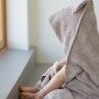 Ręcznik dla dziecka z kapturkiem i uszkami, bambusowy, delikatny, beżowy