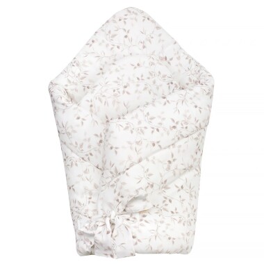 Biały bambusowy rożek niemowlęcy w delikatne gałązki i listki.