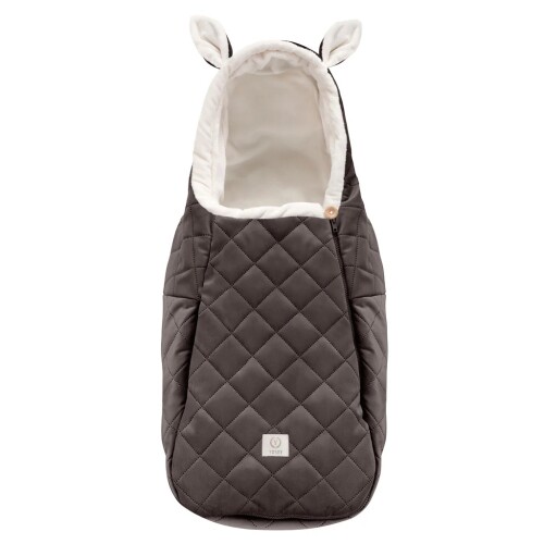 Zimowy ciepły śpiworek z czekoladowym velvetem na zewnątrz i delikatnym jasnym pluszem wewnątrz.