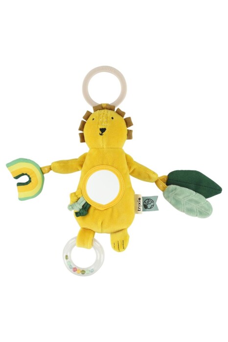 Ta urocza zawieszka pełna jest niespodzianek: grzechoczący pierścień z koralikami, szeleszczący papier, lusterko „a kuku”