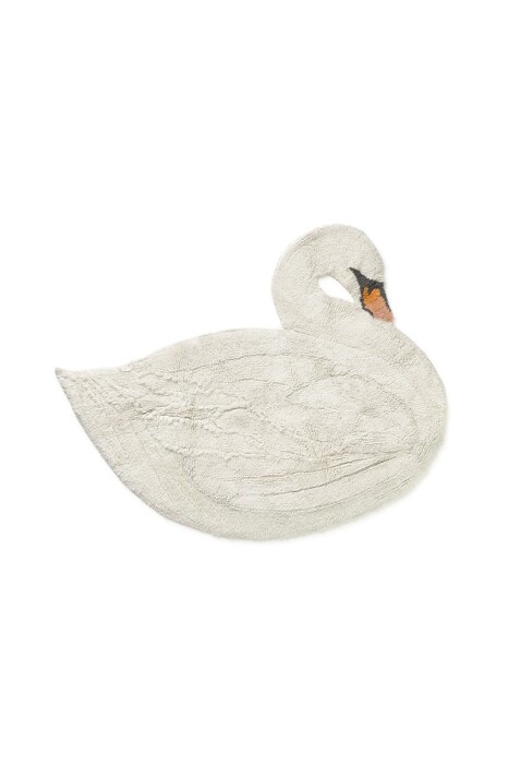 Dywan w kształcie łabędzia w jasnym kolorze z pomarańczowym dziobem