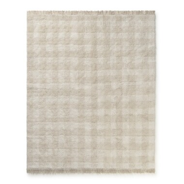 Bawełniany dywan Vichy Ivory w kratę vichy z frędzlami w pokoju dziecka