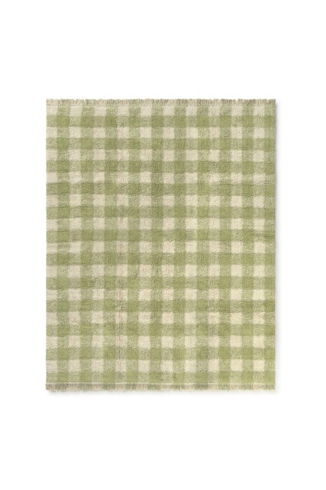Zielono-biały dywan w kratkę vichy